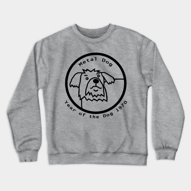 Year of the Metal Dog Vintage 1970 Outline Crewneck Sweatshirt by ellenhenryart